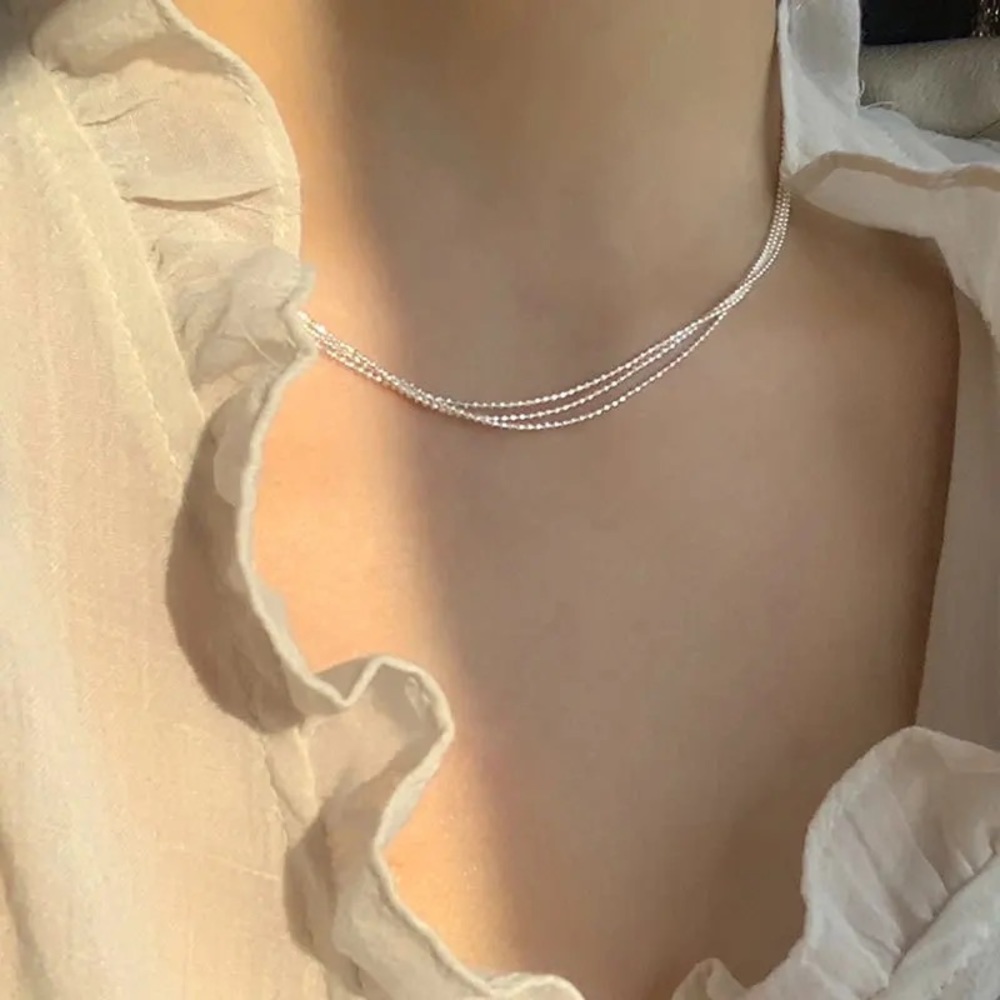 Minimalist layering necklace silver